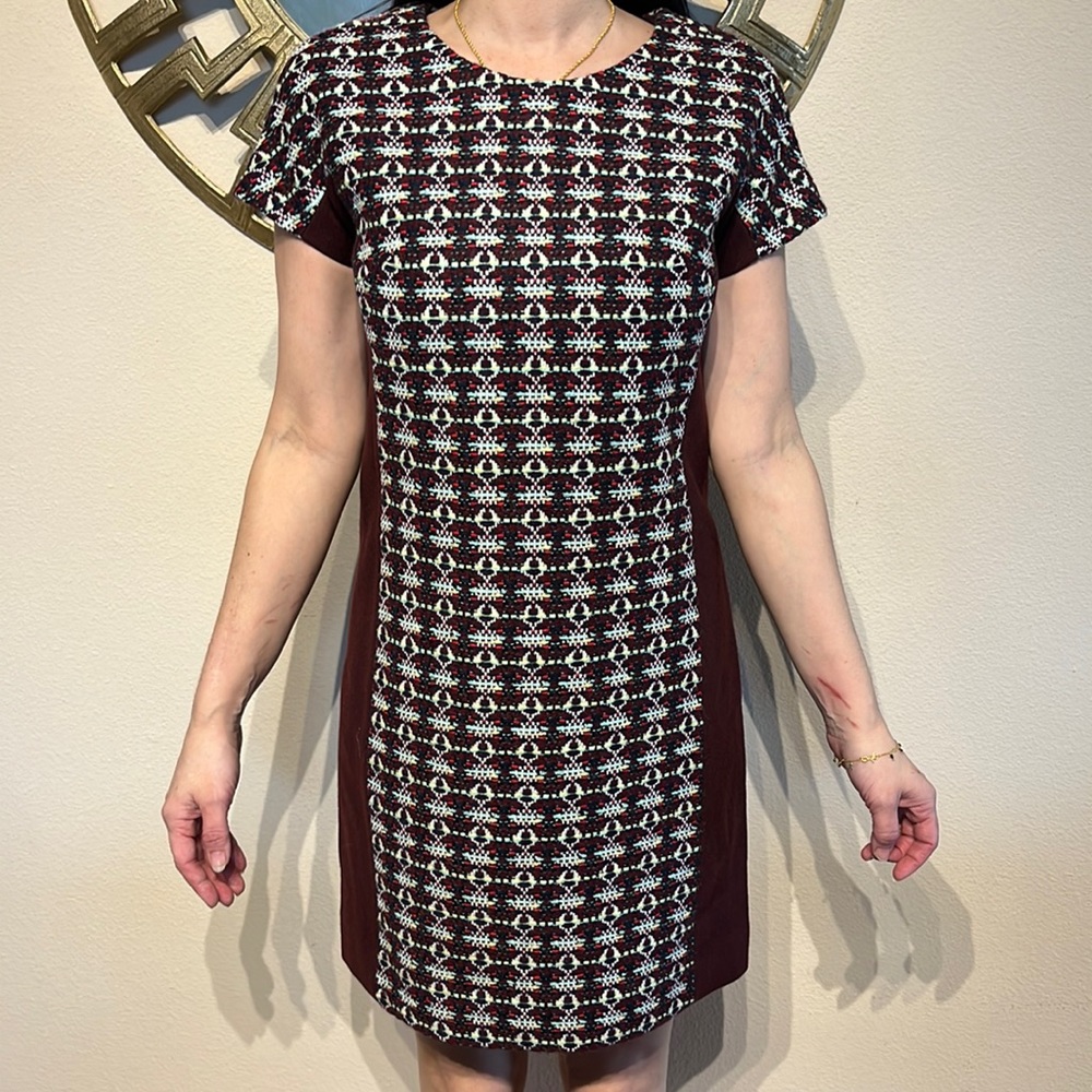 J.Crew Collection Patterned Burgundy Dress